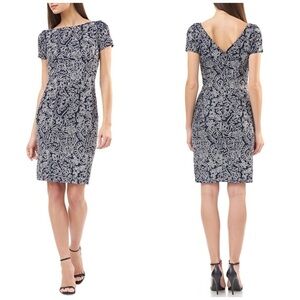 JS Collections Embroidered Sheath Dress Size 10 Blue